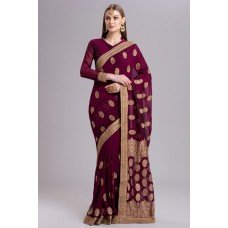 PLUM PAKISTANI MARRIAGE FUNCTION WEDDING SAREE